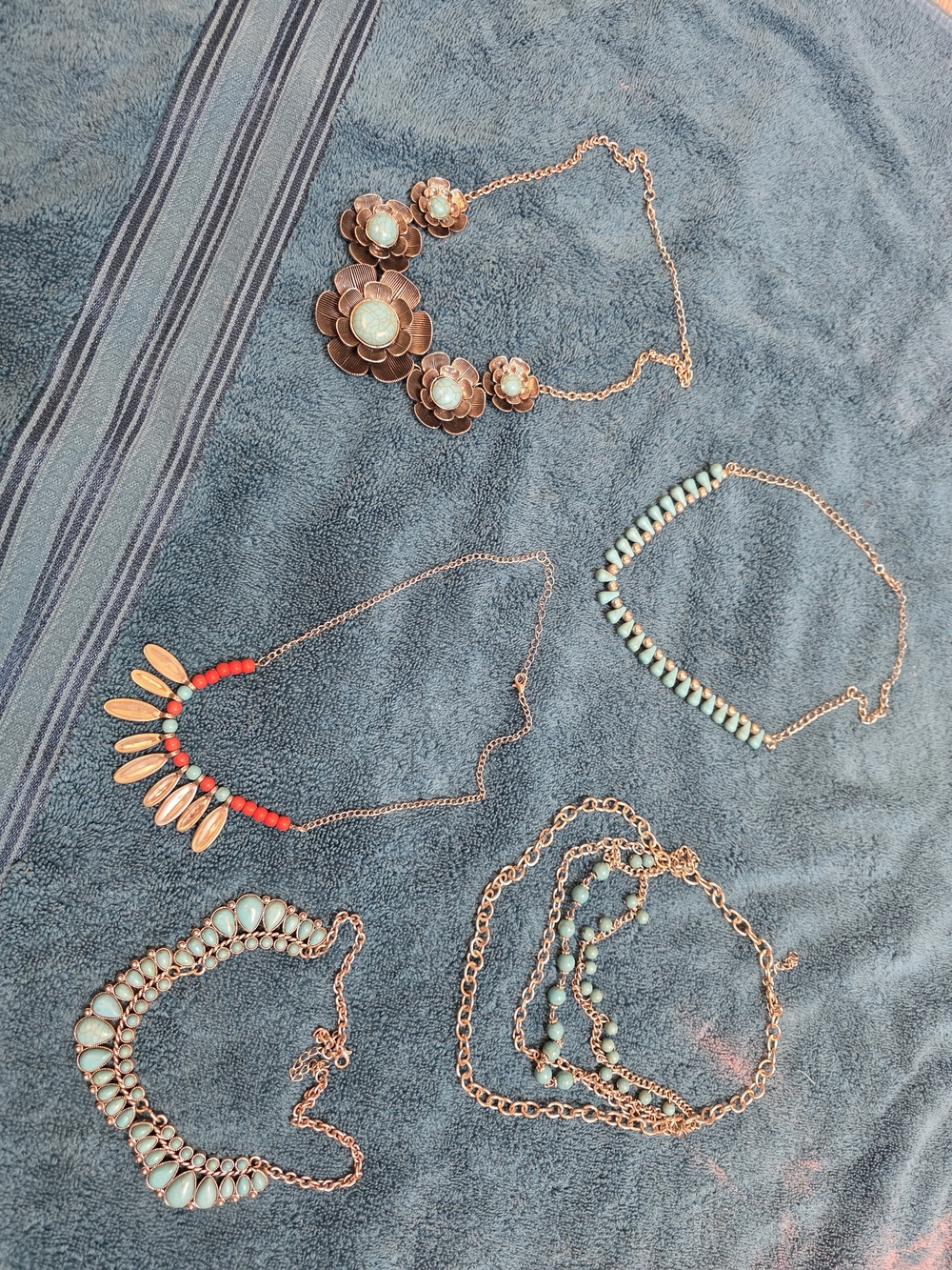 Assorted Faux Turquoise & Coral Fashion Necklace Set - Women Jewelry